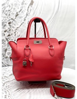 (LIKE NEW) HERMES TOOLBOX 26 IN RED SWIFT LEATHER