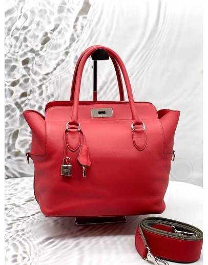 (LIKE NEW) HERMES TOOLBOX 26 IN RED SWIFT LEATHER