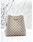 LOUIS VUITTON NEONOE MM IN WHITE DAMIER AZUR CANVAS WITH PINK LEATHER