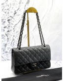 (CLEAR STOCK) (LIKE NEW) CHANEL MEDIUM CLASSIC DOUBLE FLAP SHOULDER BAG IN BLACK CAVIAR LEATHER