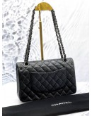(CLEAR STOCK) (LIKE NEW) CHANEL MEDIUM CLASSIC DOUBLE FLAP SHOULDER BAG IN BLACK CAVIAR LEATHER