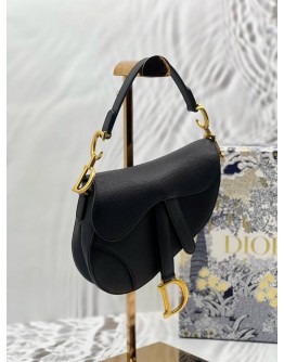 (LIKE NEW) CHRISTIAN DIOR MINI SADDLE IN BLACK GRAINED CALFSKIN LEATHER