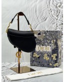 (LIKE NEW) CHRISTIAN DIOR MINI SADDLE IN BLACK GRAINED CALFSKIN LEATHER