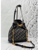 CHRISTIAN DIOR C’IEST MEDIUM BUCKET BAG IN BLUE DIOR OBLIQUE JACQUARD WITH LEATHER