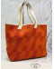 HERMES CABAS H EN BIAIS 40 TOTE BAG IN ORANGE TOILE H CANVAS WITH OFF WHITE SWIFT LEATHER