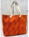 HERMES CABAS H EN BIAIS 40 TOTE BAG IN ORANGE TOILE H CANVAS WITH OFF WHITE SWIFT LEATHER