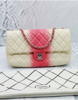 (CLEAR STOCK) CHANEL JUMBO SINGLE FLAP BAG IN OMBRE OFF WHITE WITH PINK CAVIAR LEATHER