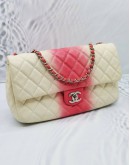 (CLEAR STOCK) CHANEL JUMBO SINGLE FLAP BAG IN OMBRE OFF WHITE WITH PINK CAVIAR LEATHER