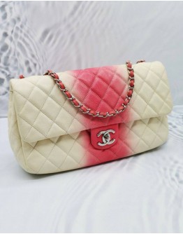 (CLEAR STOCK) CHANEL JUMBO SINGLE FLAP BAG IN OMBRE OFF WHITE WITH PINK CAVIAR LEATHER
