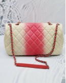 (CLEAR STOCK) CHANEL JUMBO SINGLE FLAP BAG IN OMBRE OFF WHITE WITH PINK CAVIAR LEATHER