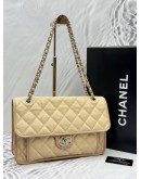 2012 CHANEL FRENCH RIVIERA FLAP SHOULDER BAG IN BEIGE CAVIAR LEATHER -FULL SET-