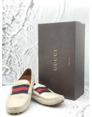 GUCCI DRIVING LOAFERS SIZE 8 IN WHITE LEATHER