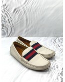 GUCCI DRIVING LOAFERS SIZE 8 IN WHITE LEATHER