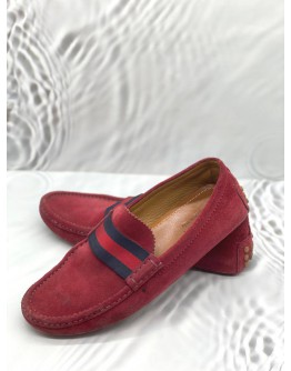 GUCCI DRIVING LOAFERS SIZE 8 IN BURGUNDY SUEDE LEATHER