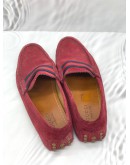 GUCCI DRIVING LOAFERS SIZE 8 IN BURGUNDY SUEDE LEATHER
