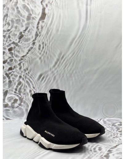 BALENCIAGA SPEED 2.0 TRAINER SNEAKERS SIZE 42 IN BLACK KNIT FABRIC