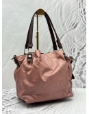 TOD’S FLOWER HOBO BAG IN PINK CANVAS WITH BURGUNDY LEATHER