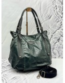 TOD’S G-LINE HOBO BAG IN GREEN CANVAS WITH BLACK LEATHER