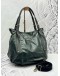 TOD’S G-LINE HOBO BAG IN GREEN CANVAS WITH BLACK LEATHER