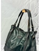 TOD’S G-LINE HOBO BAG IN GREEN CANVAS WITH BLACK LEATHER