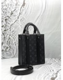 (LIKE NEW) MICROCHIP LOUIS VUITTON PETIT SAC PLAT IN BLACK MONOGRAM ECLIPSE CANVAS WITH LEATHER -FULL SET-