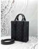 (LIKE NEW) MICROCHIP LOUIS VUITTON PETIT SAC PLAT IN BLACK MONOGRAM ECLIPSE CANVAS WITH LEATHER -FULL SET-