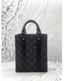 (LIKE NEW) MICROCHIP LOUIS VUITTON PETIT SAC PLAT IN BLACK MONOGRAM ECLIPSE CANVAS WITH LEATHER -FULL SET-