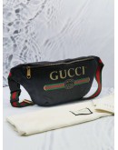 (CLEAR STOCK) (LIKE NEW) GUCCI VINTAGE LOGO WEB MEDIUM BELT BAG IN BLACK PEBBLED LEATHER
