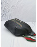 (CLEAR STOCK) (LIKE NEW) GUCCI VINTAGE LOGO WEB MEDIUM BELT BAG IN BLACK PEBBLED LEATHER