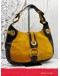 BALLY DORADI HOBO BAG IN MUSTARD YELLOW SUEDE LEATHER WITH BLACK CALFSKIN LEATHER