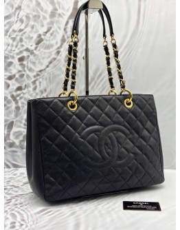 CHANEL GST GRAND SHOPPING TOTE BAG IN BLACK CAVIAR LEATHER