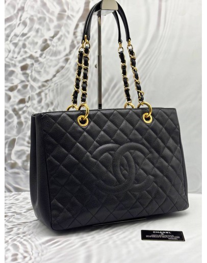 CHANEL GST GRAND SHOPPING TOTE BAG IN BLACK CAVIAR LEATHER