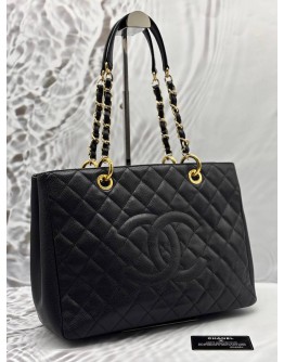 CHANEL GST GRAND SHOPPING TOTE BAG IN BLACK CAVIAR LEATHER
