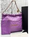 (LIKE NEW) MICROCHIP CHANEL 22 MEDIUM SHOULDER BAG IN PURPLE CALFSKIN LEATHER -FULL SET-