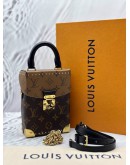 (LIKE NEW) MICROCHIP LOUIS VUITTON CAMERA BOX IN BROWN MONOGRAM REVERSE CANVAS WITH BLACK LEATHER -FULL SET-