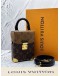 (LIKE NEW) MICROCHIP LOUIS VUITTON CAMERA BOX IN BROWN MONOGRAM REVERSE CANVAS WITH BLACK LEATHER -FULL SET-