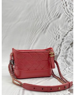 CHANEL SMALL GABRIELLE IN RED AGED CALFSKIN LEATHER