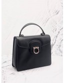 (CLEAR STOCK) (LIKE NEW) SALVATORE FERRAGAMO GANCINI KELLY TOP HANDLE BAG IN BLACK LEATHER