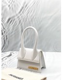 JACQUEMUS THE CHIQUITO MINI TOP HANDLE AND CROSSBODY BAG IN WHITE CALFSKIN LEATHER