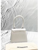 JACQUEMUS THE CHIQUITO MINI TOP HANDLE AND CROSSBODY BAG IN WHITE CALFSKIN LEATHER