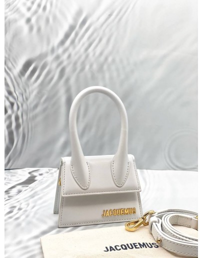 JACQUEMUS THE CHIQUITO MINI TOP HANDLE AND CROSSBODY BAG IN WHITE CALFSKIN LEATHER