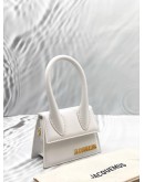 JACQUEMUS THE CHIQUITO MINI TOP HANDLE AND CROSSBODY BAG IN WHITE CALFSKIN LEATHER
