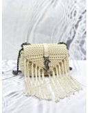 (CLEAR STOCK) (LIKE NEW) YSL SAINT LAURENT MONOGRAM BABY CHAIN BAG IN IVORY CROCHET WITH LEATHER