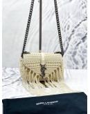 (CLEAR STOCK) (LIKE NEW) YSL SAINT LAURENT MONOGRAM BABY CHAIN BAG IN IVORY CROCHET WITH LEATHER