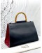 (CLEAR STOCK) (UNUSED) GUCCI NYMPHAEA BAMBOO HANDLE BAG IN BLACK WITH RED LEATHER