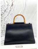 (CLEAR STOCK) (UNUSED) GUCCI NYMPHAEA BAMBOO HANDLE BAG IN BLACK WITH RED LEATHER