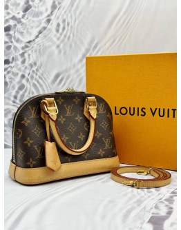 LOUIS VUITTON ALMA BB IN BROWN MONOGRAM CANVAS -FULL SET-