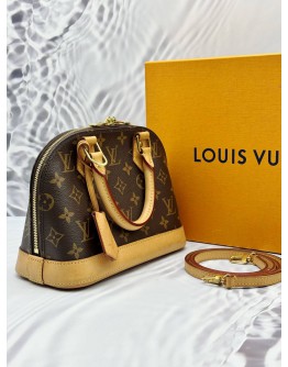 LOUIS VUITTON ALMA BB IN BROWN MONOGRAM CANVAS -FULL SET-