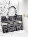 (CLEAR STOCK) (BRAND NEW) CHRISTIAN DIOR MEDIUM DIOR BOOK TOTE BAG IN ECRU WITH BLUE TOILE DE JOUY EMBROIDERY -FULL SET-