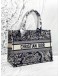 (CLEAR STOCK) (BRAND NEW) CHRISTIAN DIOR MEDIUM DIOR BOOK TOTE BAG IN ECRU WITH BLUE TOILE DE JOUY EMBROIDERY -FULL SET-